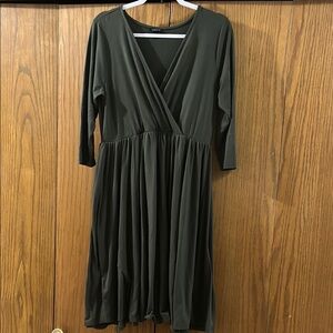 Torrid Olive Green Wrap Dress 3/4 Sleeve